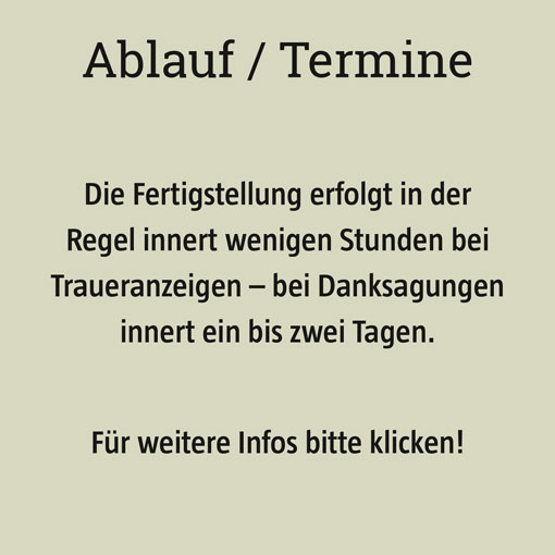 Ablauf und Termine f&uuml;r Trauerdrucksachen